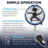 20 In. 3-Speed Tilting Outdoor Rated 3-IN-1 Pedestal Fan with Misting Kit