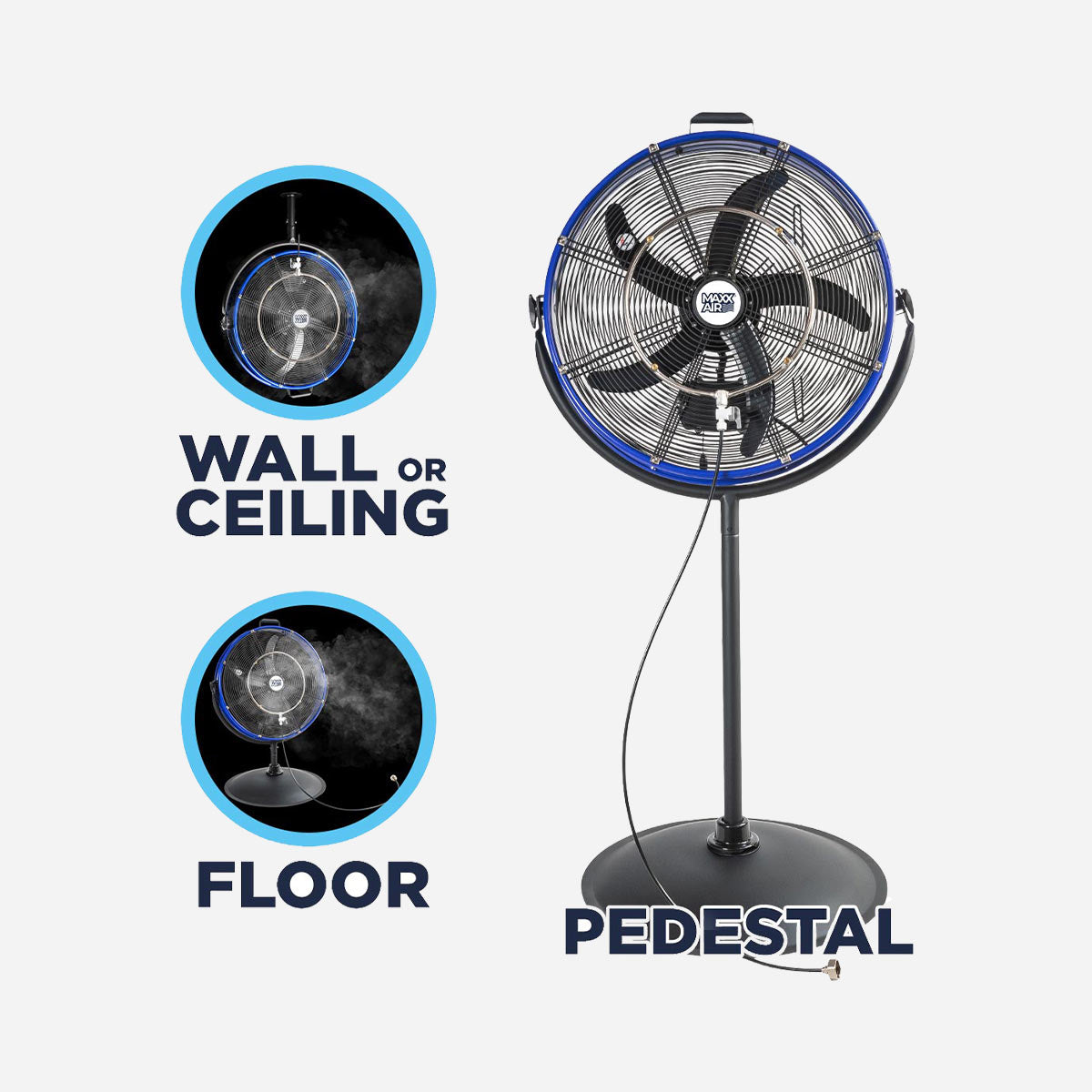 20 In. 3-Speed Tilting Outdoor Rated 3-IN-1 Pedestal Fan with Misting Kit