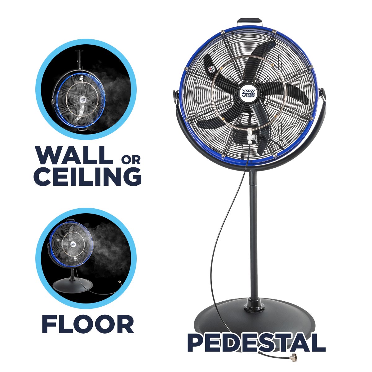 20 In. 3-Speed Tilting Outdoor Rated 3-IN-1 Pedestal Fan with Misting Kit