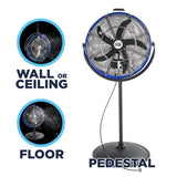 20 In. 3-Speed Tilting Outdoor Rated 3-IN-1 Pedestal Fan with Misting Kit