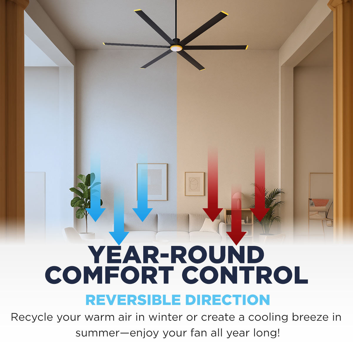 96 In. Indoor 6-Speed Ceiling Fan with Light