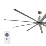 72 in. industrial ceiling fan in metallic brushed nickel finish with large diameter fan blades.