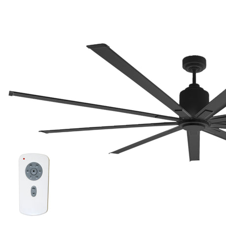Large diameter 96 in. industrial ceiling fan in black finish.
