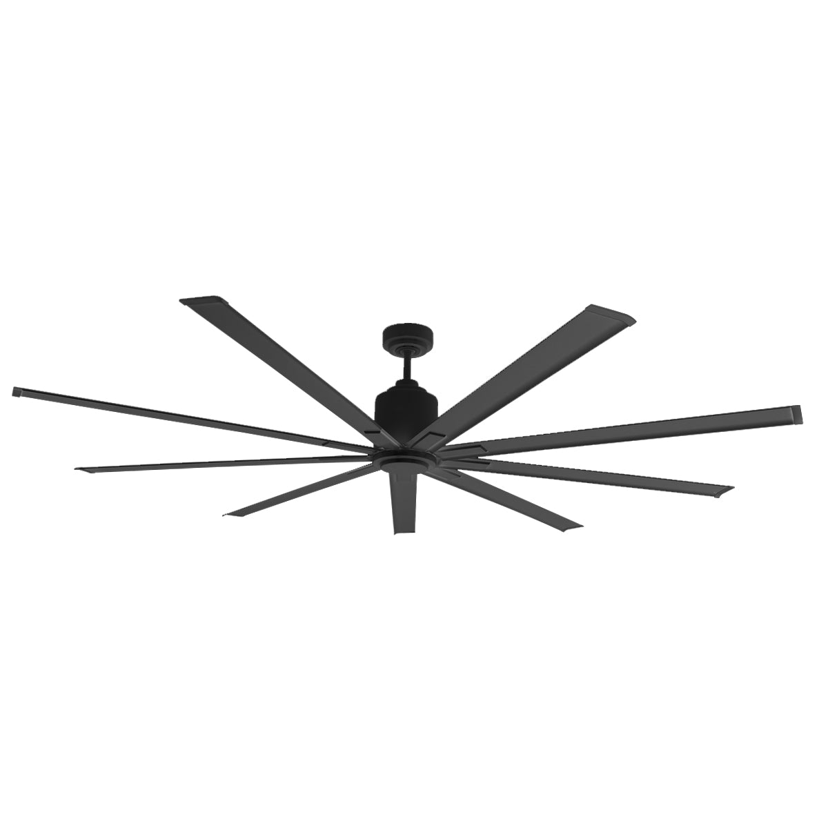 Large diameter 96 in. industrial ceiling fan in black finish.
