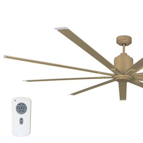 Large diameter 96 in. industrial ceiling fan in gold finish.