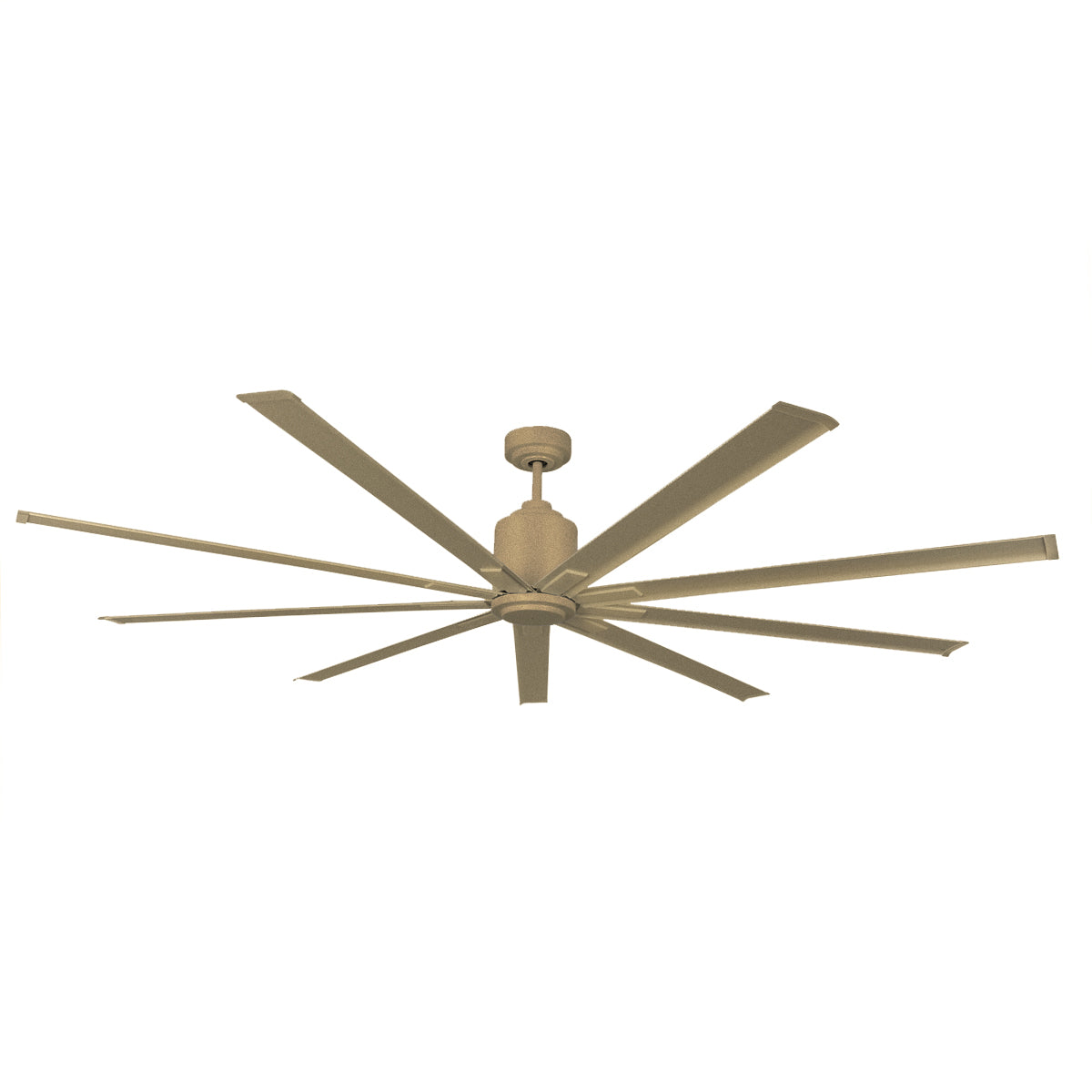 Large diameter 96 in. industrial ceiling fan in gold finish.