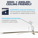 The Maxx Air ICF96 moves big air, even on high or angled ceilings up to 20 deg., using the included 6" downrod.