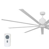Large diameter 96 in. industrial ceiling fan in white finish.