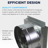 The Maxx Air IF18 has an efficient totally enclosed PSC motor that moves up to 3000 CFM. 