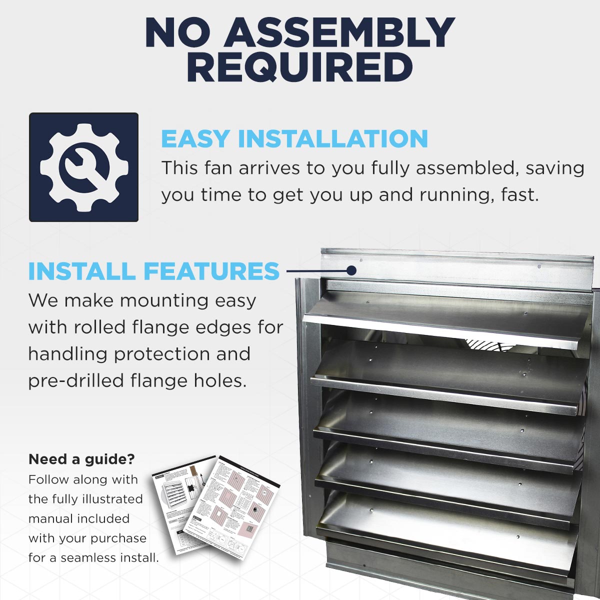 This heavy duty exhaust fan is easy to install with an illustrated manual.