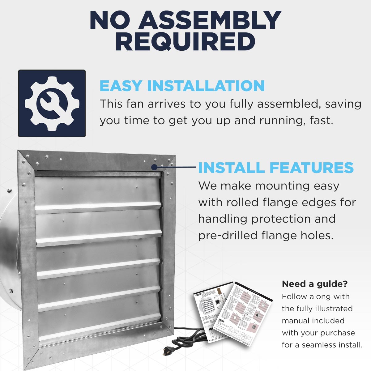 18 In. Heavy Duty Exhaust Fan, High Performance Totally Enclosed Motor