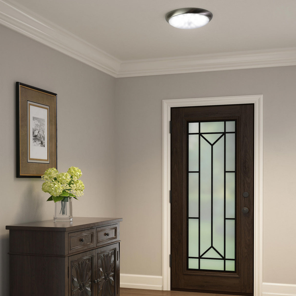 13 in. LED Flush Mount Ceiling Light Fixture with Frosted Glass Shade