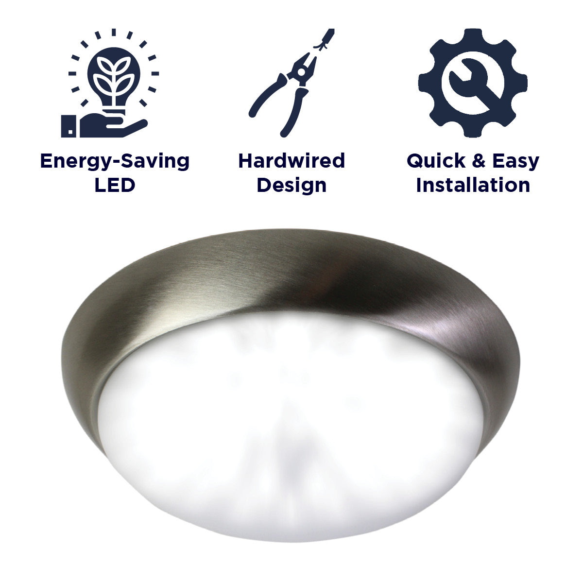 11 in. LED Flush Mount Ceiling Light Fixture with Frosted Glass Shade