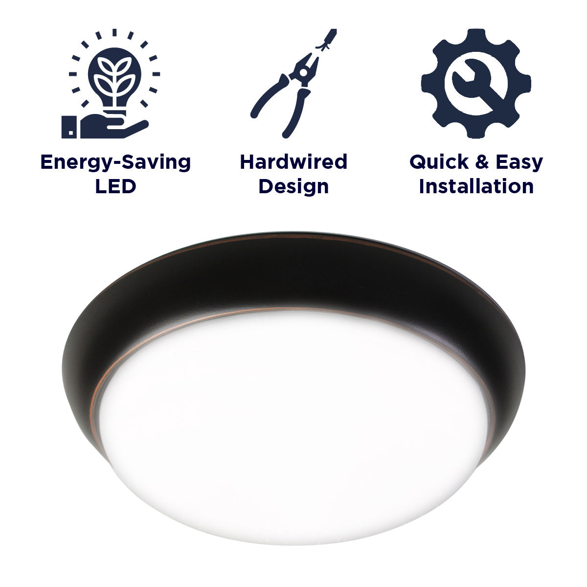 11 in. LED Flush Mount Ceiling Light Fixture with Frosted Glass Shade