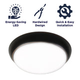 11 in. LED Flush Mount Ceiling Light Fixture with Frosted Glass Shade