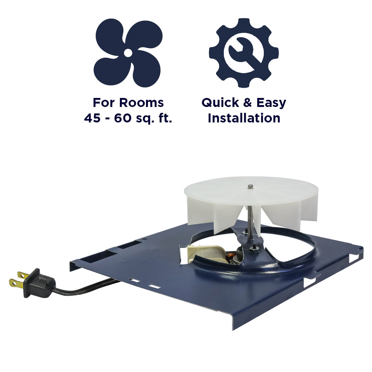 This motor kit will vent spaces from 45 - 60 sq. ft. and has a quick and easy install into a contractor series bath fan.