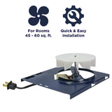 This motor kit will vent spaces from 45 - 60 sq. ft. and has a quick and easy install into a contractor series bath fan.