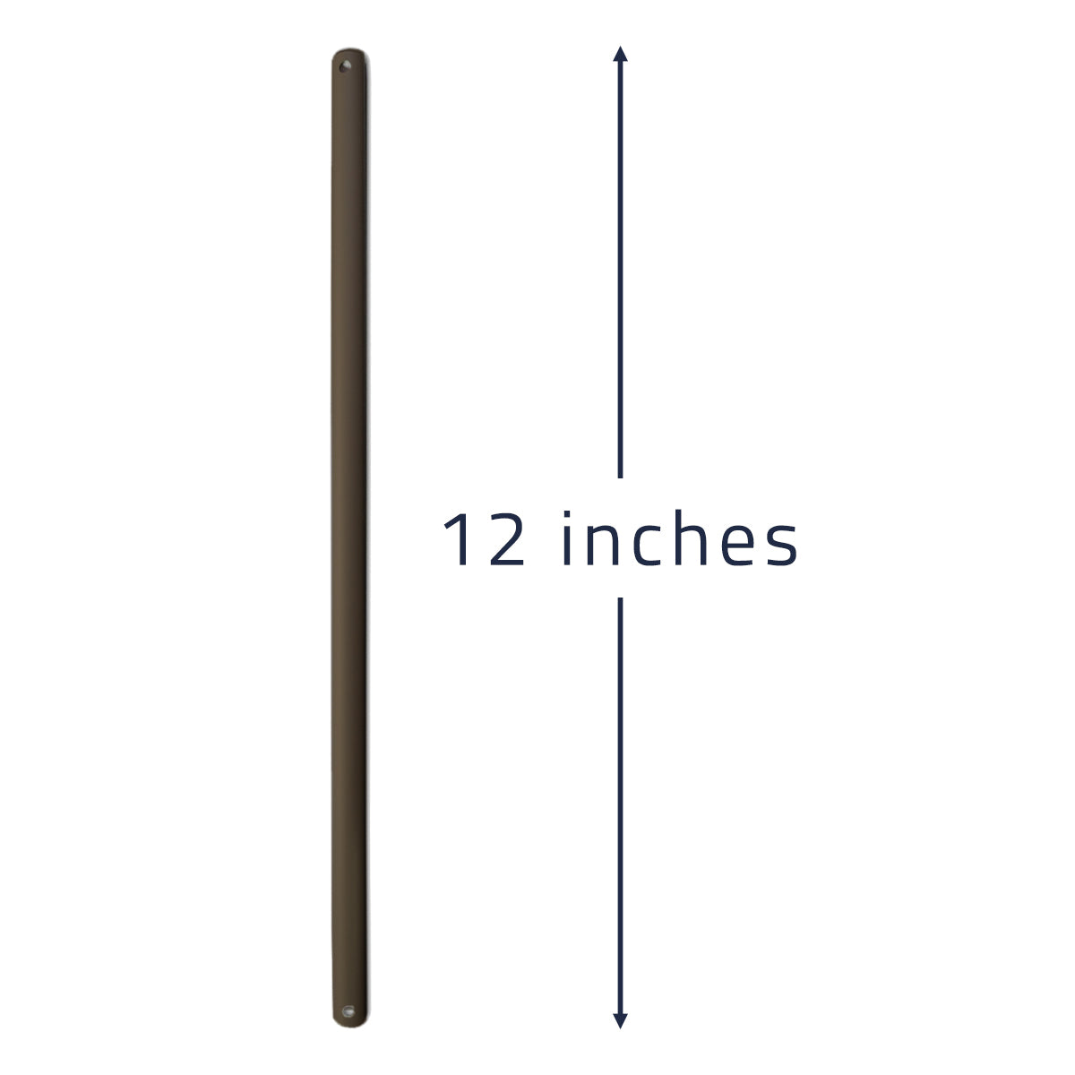 This oil-rubbed bronze pole has a 3/4 in. outer diameter and is 12 in. long.