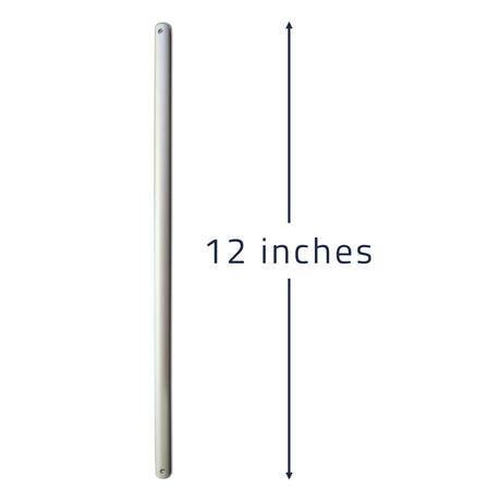 This brushed nickel pole has a 3/4 in. outer diameter and is 12 in. long.