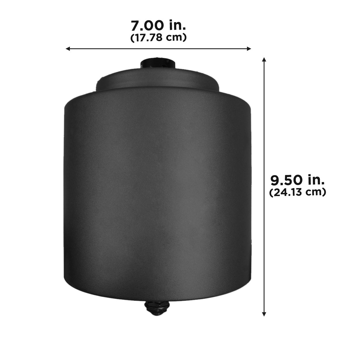 The XXICFMOTORORB is 7 in. (17.78 cm) wide and 9.5 in. (24.13 cm) tall. 