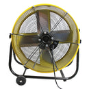Rear view of the 24 in. industrial drum fan with easy access rocker switch and powerful direct drive motor. 