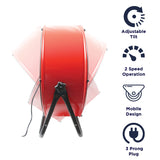 Features of the 24 in. shop fan include 2 speed operation, mobile design, and 3 prong electric plug.