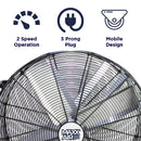 Features of the 30 in. polyethylene fan include 2 speed operation, portable design, and 3 prong electric plug. 