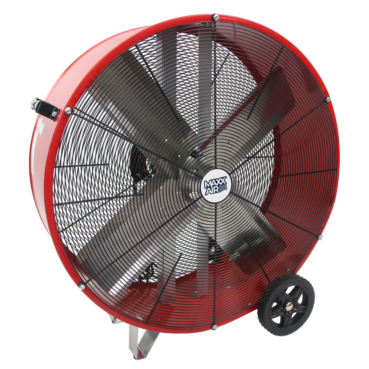 30 in. direct drive industrial fan with red powder-coated metal housing.