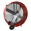 42 in. red belt drive air circulator constructed with a heavy duty metal housing.