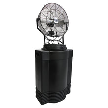  18 in. mid-pressure misting fan on 40 gal. black tank provides industrial grade cooling to alleviate heat stress on the job.
