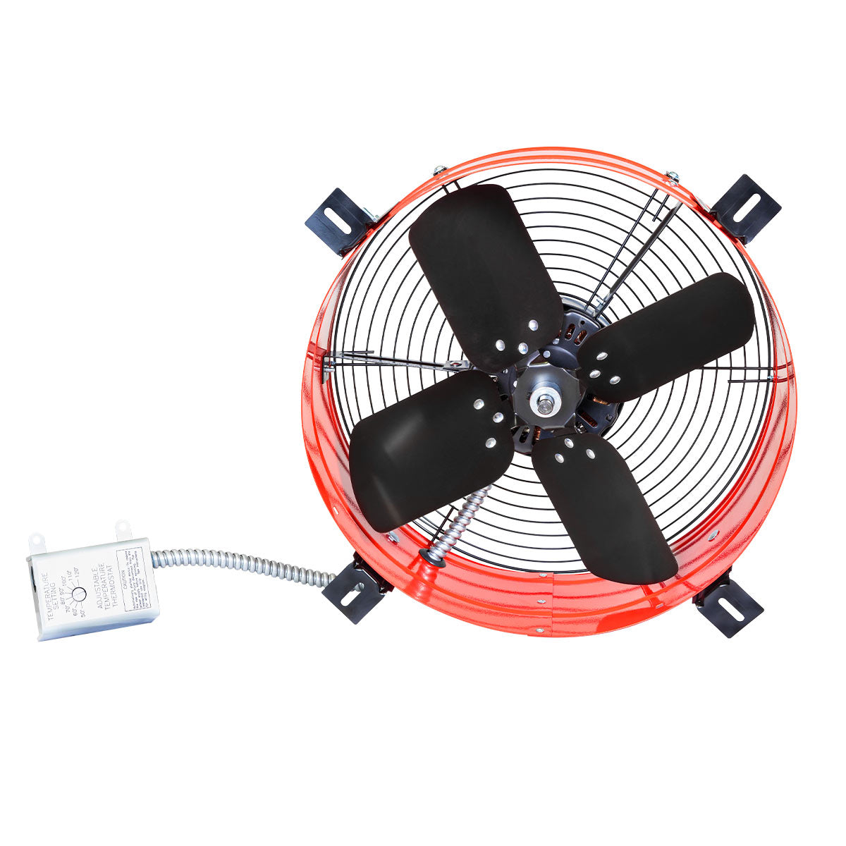 Back view of the gable fan showing the precision balanced fan blades for powerful air output.