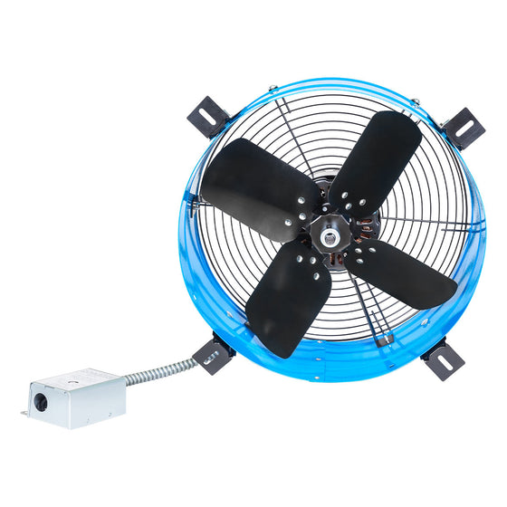 Back view of the gable fan showing the precision balanced fan blades for powerful air output.