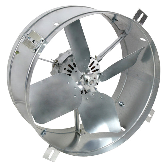 Back view of the gable fan showing the precision balanced fan blades for high performance output.