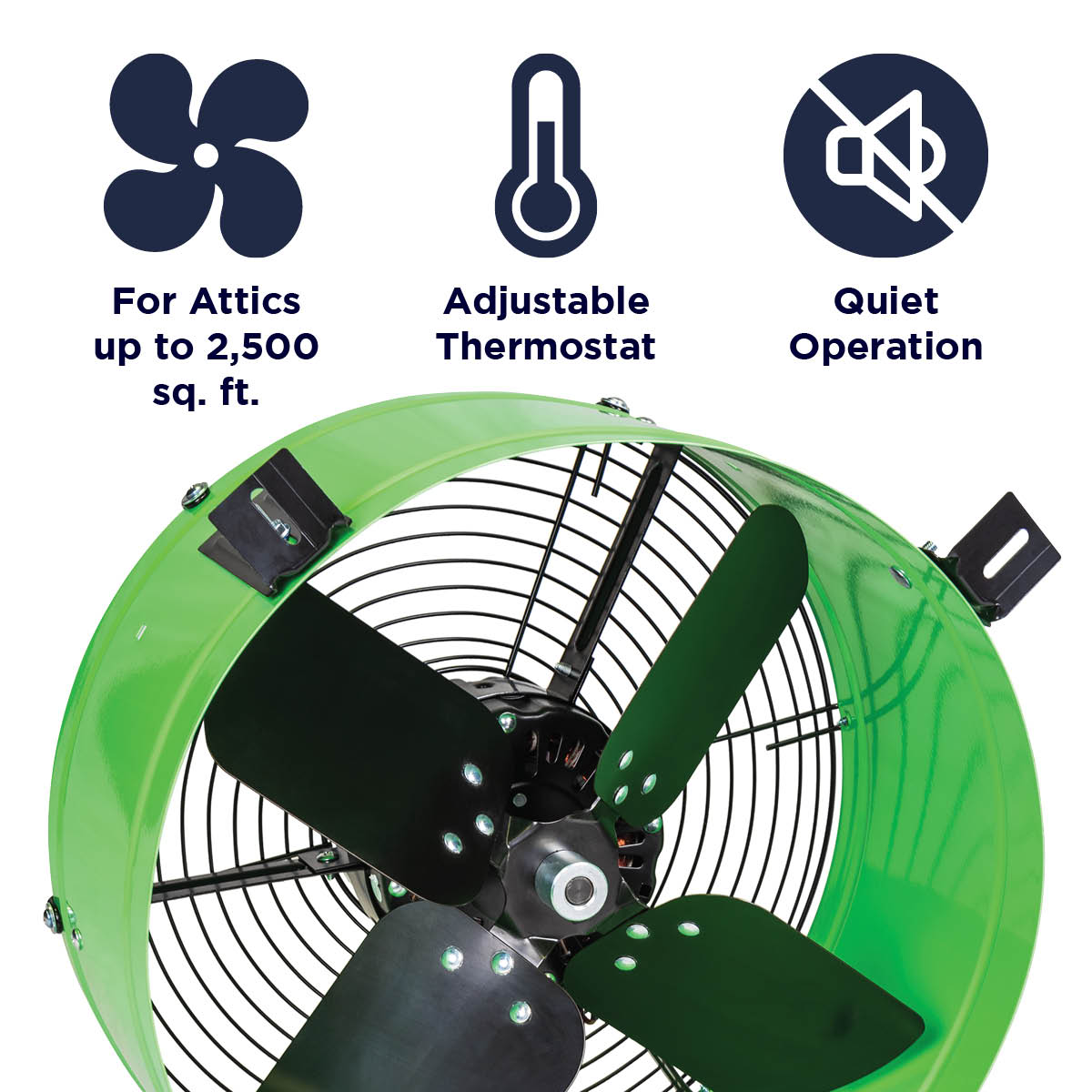 Premium 1,650 CFM Gable Mount Power Attic Ventilator in Green 