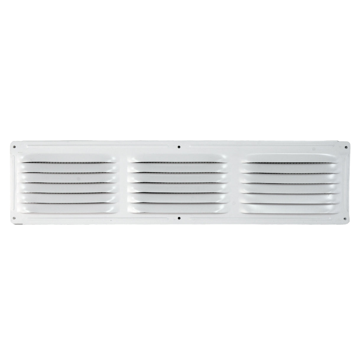 Front of 4 in. x 16 in. undereave vent in white finish.