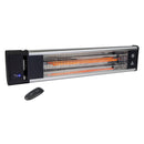 Angled view of the 29 in. infrared wall mount heater with remote control.