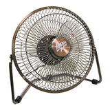 8 in. mini desk fan with USB plug in copper finish. 