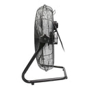 Right side profile view of the 20 in. high velocity fan showing the deep base with non-skid feet. 