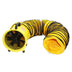 8 in. axial hose fan includes both the fan unit and flexible 20 ft. hose with hanger rings in highly visible yellow finish for safety.
