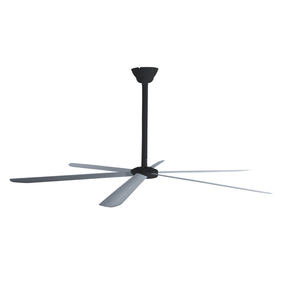 Side view of the large industrial ceiling fan with 39 in. downrod. 