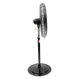 Left side profile of the HVPF 30 pedestal shop fan showing the pole and base assembly. 