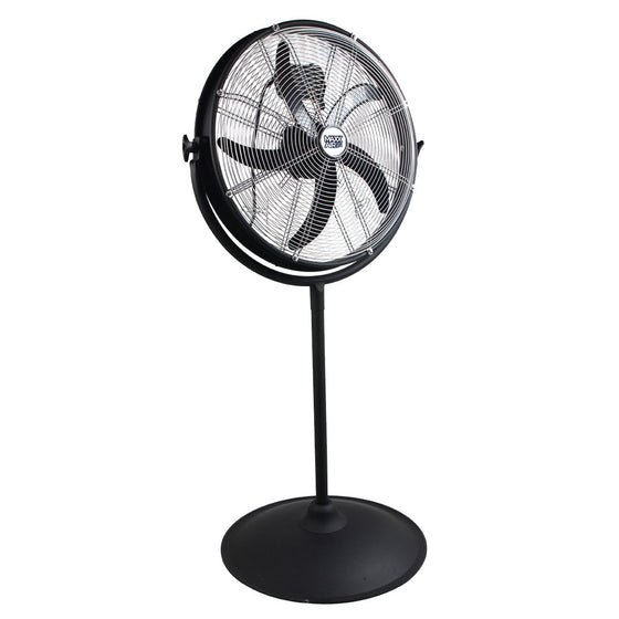 20 in. pedestal fan in a rust-resistant powder coated metal in black finish.
