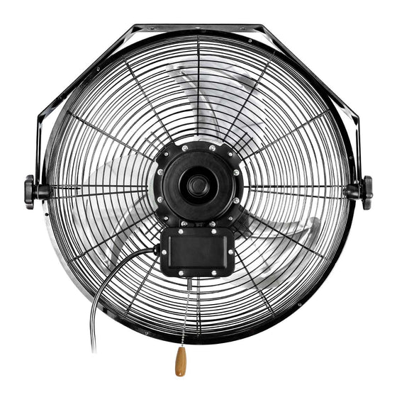 Back of the electric fan showing the 3 speed enclosed motor and pull chain. 