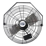 Front of the 18 in. wall mount fan with powder-coated metal steel construction.