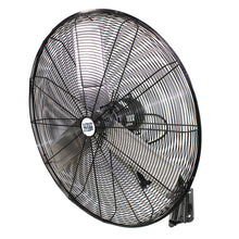  30 in. oscillating wall mount fan with powder-coated metal steel construction in black finish.