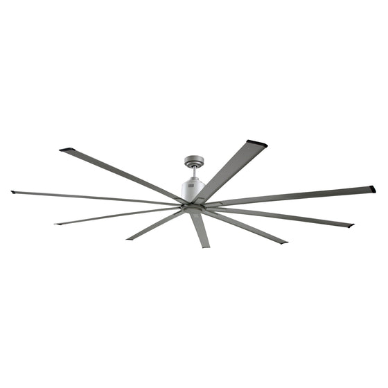88 in. interior industrial ceiling fan in metallic brushed nickel finish. 