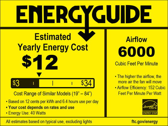 84 In. Indoor 6-Speed Ceiling Fan with Integrated LED Light