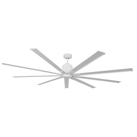 Large diameter 96 in. industrial ceiling fan in white finish.