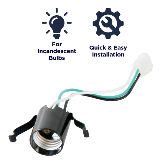 Compatible with incandescent light bulbs and installs quickly to bath fan assembly. 