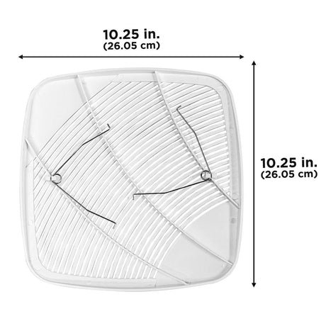 The grille measures 10.25 inches (26.05 cm) square. 